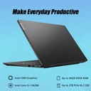 Brand New Laptop Lenovo v15 core i5 13420H 13th Gen 8GB DDR5 Ram 512GB Nvme 15.6 inch FHD Screen-Black