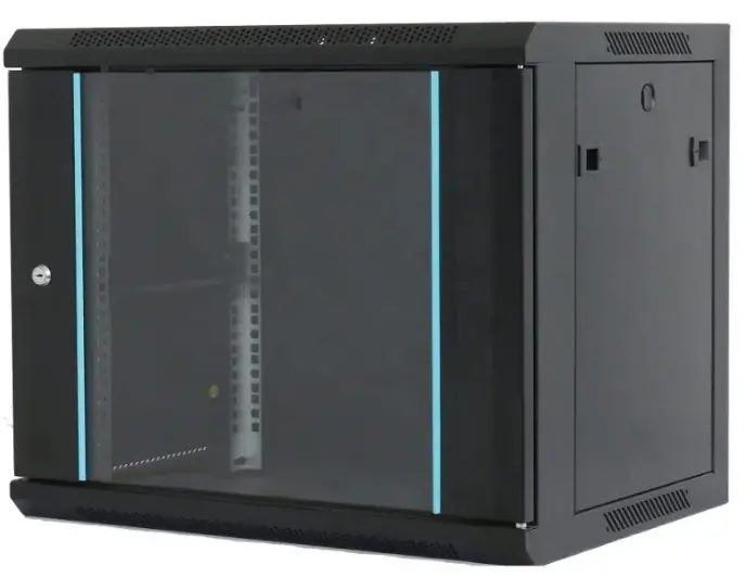 DATA SERVER CABINET MP.6606.9001 6U 600x600x370 , wall mounting, glass door, removable and secure side panels, disassembled, black