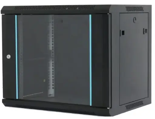 DATA SERVER CABINET MP.6606.9001 6U 600x600x370 , wall mounting, glass door, removable and secure side panels, disassembled, black